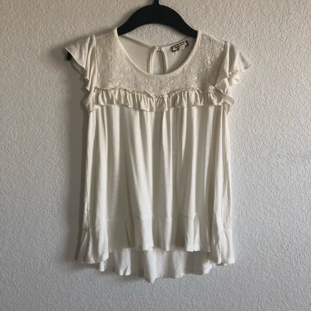 White lace frilly blouse